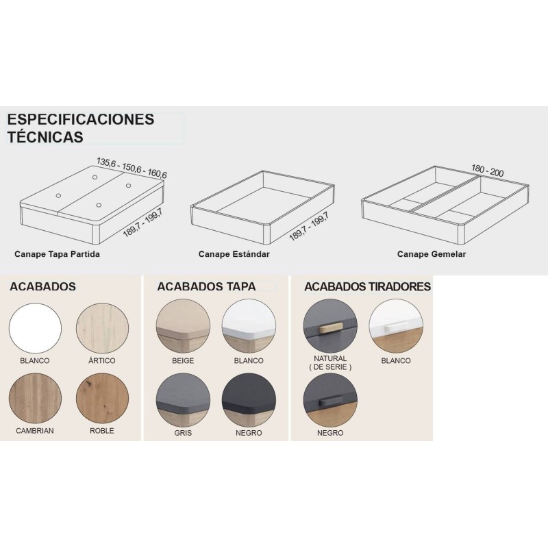 CANAPE BERLIN,MEDIDA DE 135X190 CON TAPA PARTIDA,COLORES BASE CAMBRIAN, TAPA BEIGE, TIR. NATURAL.